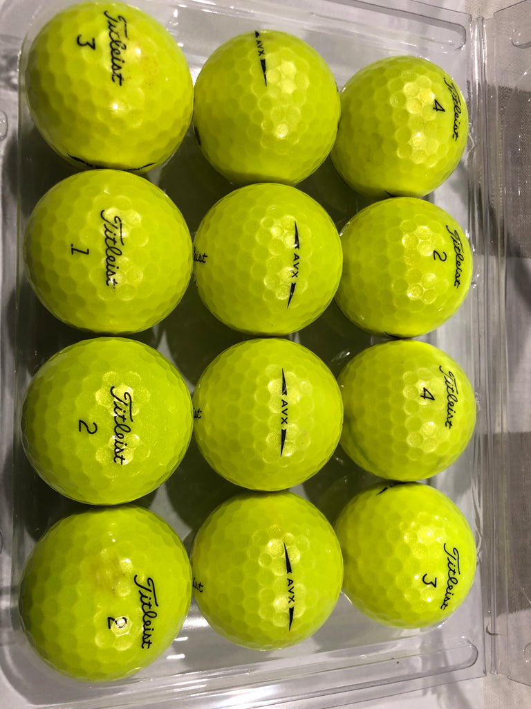 Titleist AVX MINT Grade Used Golf Balls Optic Yellow Bolt Golf